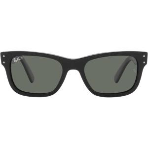 image:imageRayBan Mens RB2283 Mr BuRBank Rectangular SunglassesBlackPolarized Green