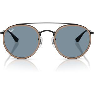 image:imageRayBan Unisex Rb3647n Double Bridge Round SunglassesBlackBlue