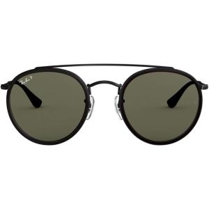 image:imageRayBan Unisex Rb3647n Double Bridge Round SunglassesBlackG15 Green Polarized