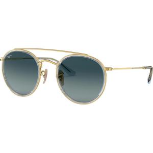 image:imageRayBan Unisex Rb3647n Double Bridge Round SunglassesGoldBlue Gradient Grey