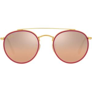 image:imageRayBan Unisex Rb3647n Double Bridge Round SunglassesLegend GoldPink Mirrored Gradient Grey