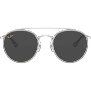 image:imageRayBan Unisex Rb3647n Double Bridge Round SunglassesSilverDark Grey