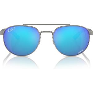 image:imageRayBan Unisex Rb3736ch Chromance Round SunglassesGunmetalGreen Mirrored Blue Polarized