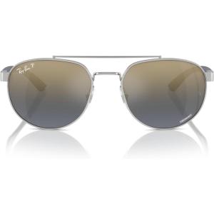 image:imageRayBan Unisex Rb3736ch Chromance Round SunglassesSilverBlue Mirrored Gold Gradient Polarized
