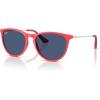 image:imageRayBan Junior Kids RJ9060s Erika Round SunglassesRubber CoralDark Blue
