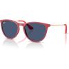 image:imageRayBan Junior Kids RJ9060s Erika Round SunglassesRubber FuchsiaDark Green