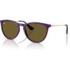 image:imageRayBan Junior Kids RJ9060s Erika Round SunglassesRubber VioletDark Brown