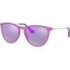 image:imageRayBan Junior Kids RJ9060s Erika Round SunglassesViolet Fluorescent Transparent RubberGrey Mirrored Violet