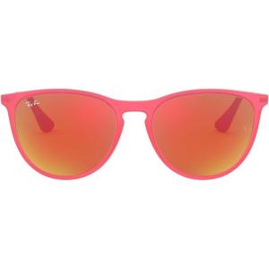 image:imageRayBan Junior Kids RJ9060s Erika Round SunglassesFuchsia Fluorescent Transparent RubberBrown Mirror Orange