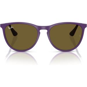 image:imageRayBan Junior Kids RJ9060s Erika Round SunglassesRubber VioletDark Brown