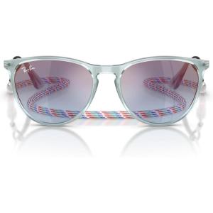image:imageRayBan Junior Kids RJ9060s Erika Round SunglassesTransparent BlueBlue Gradient Grey Mirrored Rose
