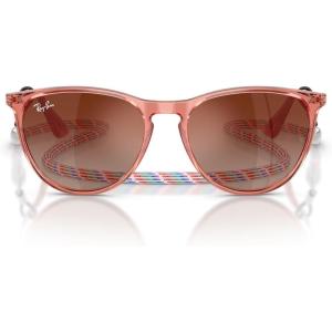 image:imageRayBan Junior Kids RJ9060s Erika Round SunglassesTransparent RedBrown Gradient Mirrored Red