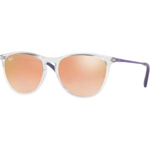 image:imageRayBan Junior Kids RJ9060s Erika Round SunglassesTransparentGreen Gradient Brown Mirrored Pink