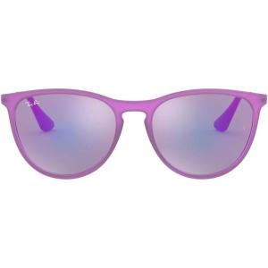 image:imageRayBan Junior Kids RJ9060s Erika Round SunglassesViolet Fluorescent Transparent RubberGrey Mirrored Violet