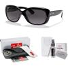 image:imageRayBan Womens Rb4101 Jackie Ohh Butterfly SunglassesShiny BlackGrey Gradient Dark Grey Polarized
