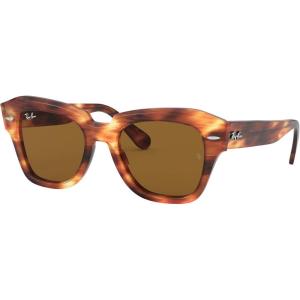 image:imageRayBan Unisex Rb2186 State Street Square SunglassesStriped HavanaB15 Brown