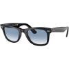 image:imageRayBan unisexadult Rb2140f Original Wayfarer Low Bridge Fit Square SunglassesBlackClear Gradient Blue