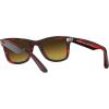 image:imageRayBan unisexadult Rb2140f Original Wayfarer Low Bridge Fit Square SunglassesStriped RedGradient Brown