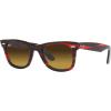 image:imageRayBan unisexadult Rb2140f Original Wayfarer Low Bridge Fit Square SunglassesStriped RedGradient Brown