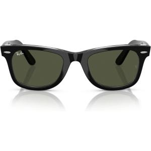 image:imageRayBan unisexadult Rb2140f Original Wayfarer Low Bridge Fit Square SunglassesBlack on TransparentGreen