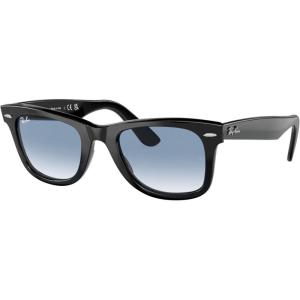 image:imageRayBan unisexadult Rb2140f Original Wayfarer Low Bridge Fit Square SunglassesBlackClear Gradient Blue