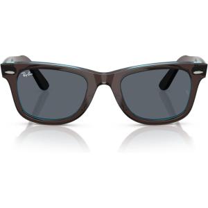 image:imageRayBan unisexadult Rb2140f Original Wayfarer Low Bridge Fit Square SunglassesBrown on Transparent BlueBlue