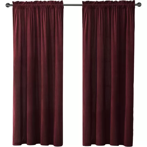 BearPaw  Curtain Panel Single Room Darkening Curtain Panel Corduroy Red 50quot x 84quotRed