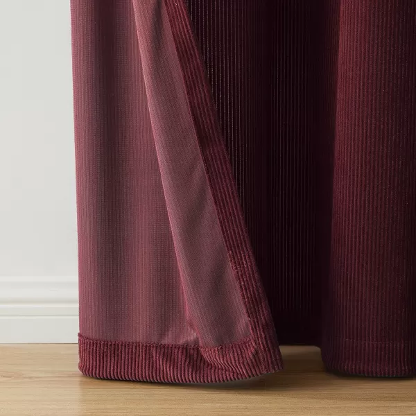 BearPaw  Curtain Panel Single Room Darkening Curtain Panel Corduroy Red 50quot x 84quotRed