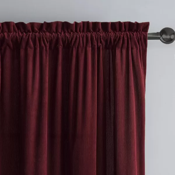 BearPaw  Curtain Panel Single Room Darkening Curtain Panel Corduroy Red 50quot x 84quotRed