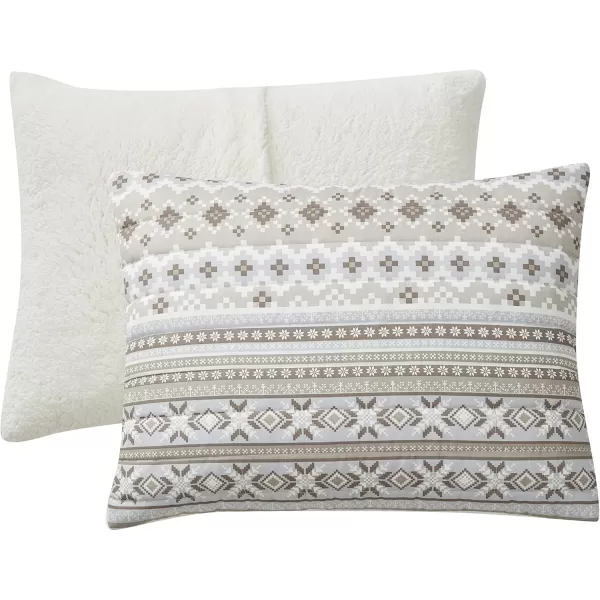 BearPaw  King Quilt Set 3Piece Bedding with Sherpa Reverse ampamp Matching Shams Warm ampamp Cozy Home Decor Winnie Beige KingBeige