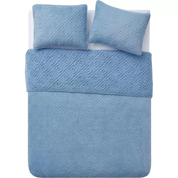 BearPaw  Twin Quilt Set 2Piece Bedding Set with Matching Sham Cozy ampamp Warm Home Decor Camilia Rust TwinTwin XLBlue