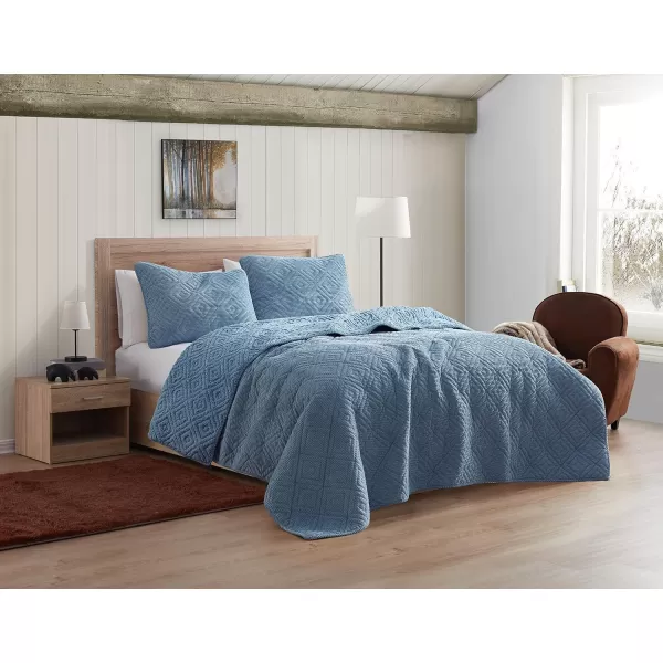 BearPaw  Twin Quilt Set 2Piece Bedding Set with Matching Sham Cozy ampamp Warm Home Decor Camilia Rust TwinTwin XLBlue