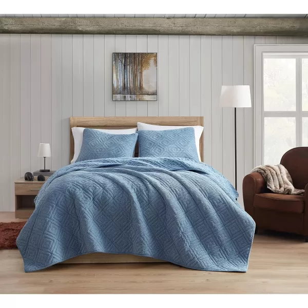 BearPaw  Twin Quilt Set 2Piece Bedding Set with Matching Sham Cozy ampamp Warm Home Decor Camilia Rust TwinTwin XLBlue