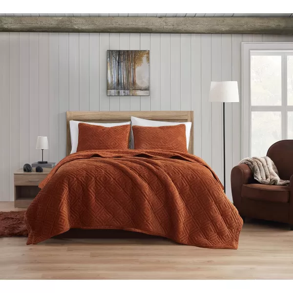 BearPaw  Twin Quilt Set 2Piece Bedding Set with Matching Sham Cozy ampamp Warm Home Decor Camilia Rust TwinTwin XLRust