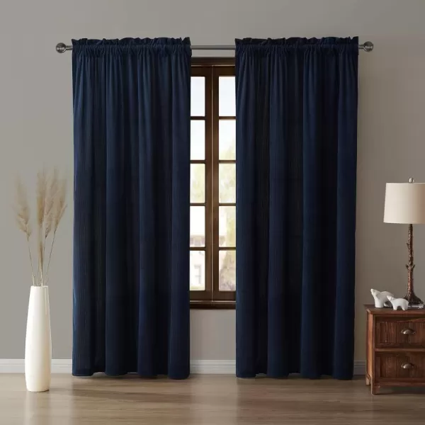BearPaw  Curtain Panel Single Room Darkening Curtain Panel Corduroy Red 50quot x 84quotBlue