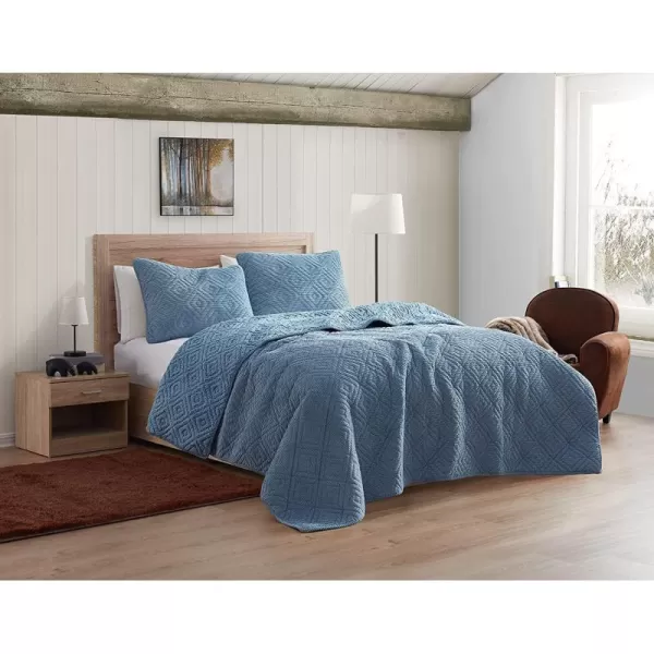 BearPaw  Twin Quilt Set 2Piece Bedding Set with Matching Sham Cozy ampamp Warm Home Decor Camilia Rust TwinTwin XLBlue