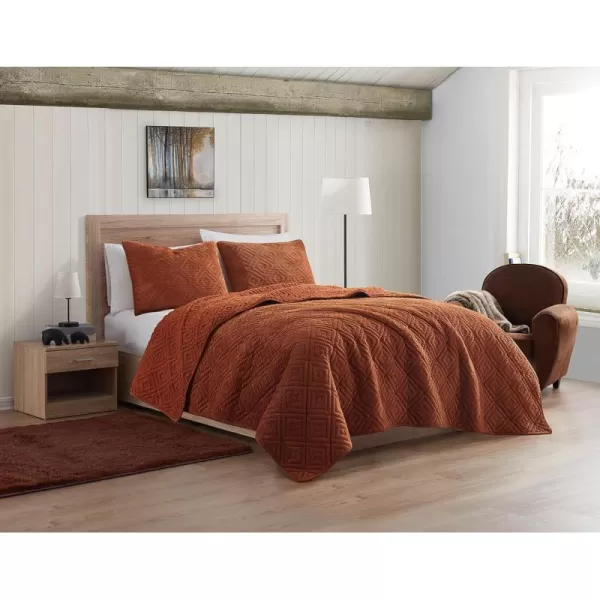 BearPaw  Twin Quilt Set 2Piece Bedding Set with Matching Sham Cozy ampamp Warm Home Decor Camilia Rust TwinTwin XLRust