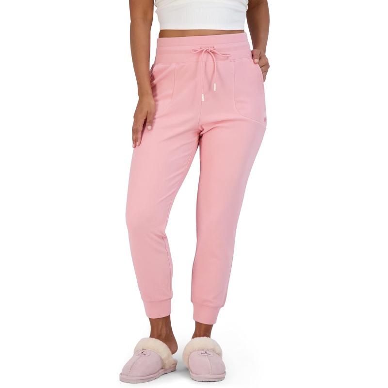 imageBEARPAW Womens Micro Fleece Drawstring Athletic Jogger Sweatpants with PocketsBlush