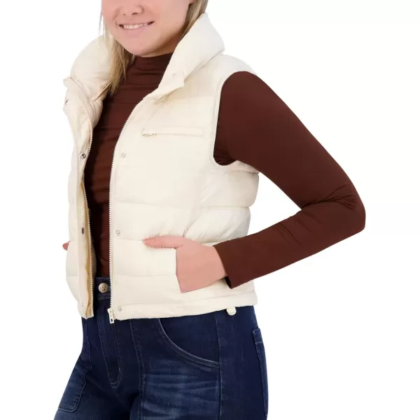 imageBEARPAW Lightweight Insulated Vest with Zipper Front Stand Collar Adjustable Hem ampamp MultiPocket DesignWhite Swan