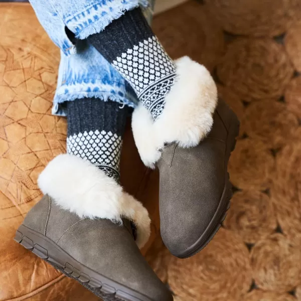 imageBEARPAW Super Soft Cozy Faux Shearling Lined Ballerina Slipper Socks With Skid Resistant BottomPinkplaid