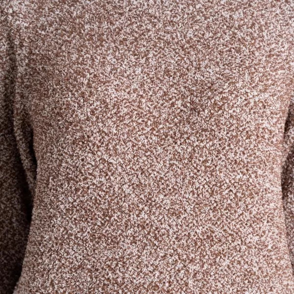 imageBEARPAW Womens Chenille Fuzzy Loungewear Set Crew Neck Pullover Sweater and Wide Leg PantsTaupe