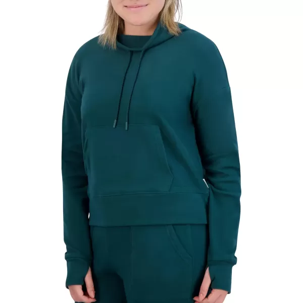 imageBEARPAW Womens Drawstring Funnel Neck Micro Fleece Pullover Fashion SweatshirtPine