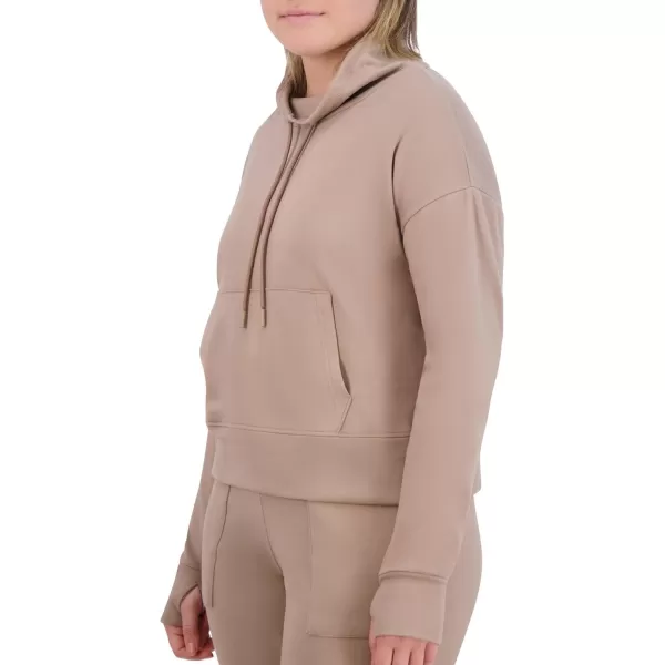 imageBEARPAW Womens Drawstring Funnel Neck Micro Fleece Pullover Fashion SweatshirtTaupe Gray
