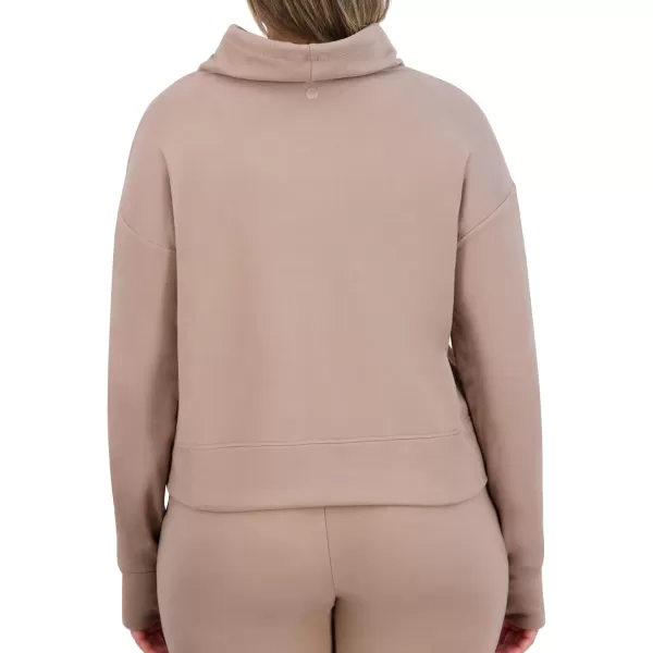 imageBEARPAW Womens Drawstring Funnel Neck Micro Fleece Pullover Fashion SweatshirtTaupe Gray