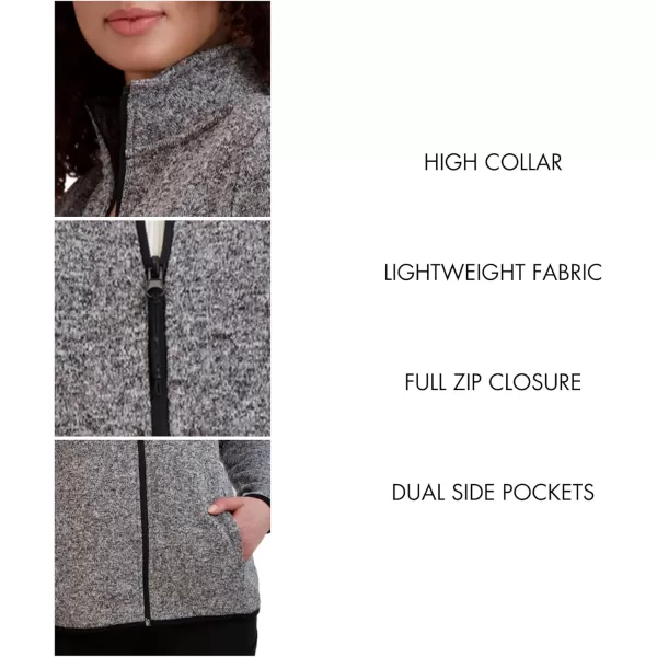 imageBEARPAW Womens High Neck Zip Up Tech Knit Jacket with PocketsHeather Grey