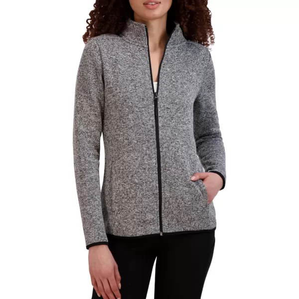imageBEARPAW Womens High Neck Zip Up Tech Knit Jacket with PocketsHeather Grey