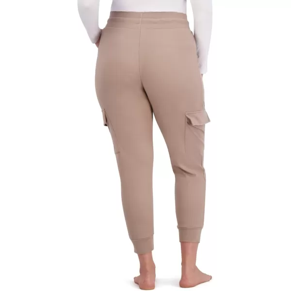 imageBEARPAW Womens Micro Fleece Drawstring Athletic Jogger Sweatpants with PocketsTaupe Gray Cargo