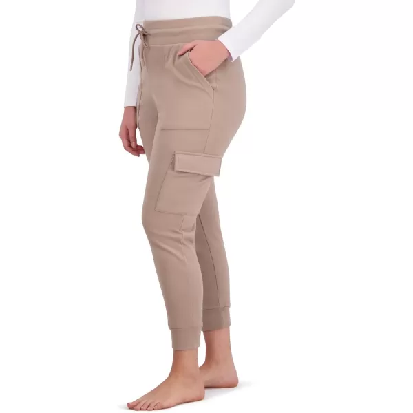 imageBEARPAW Womens Micro Fleece Drawstring Athletic Jogger Sweatpants with PocketsTaupe Gray Cargo