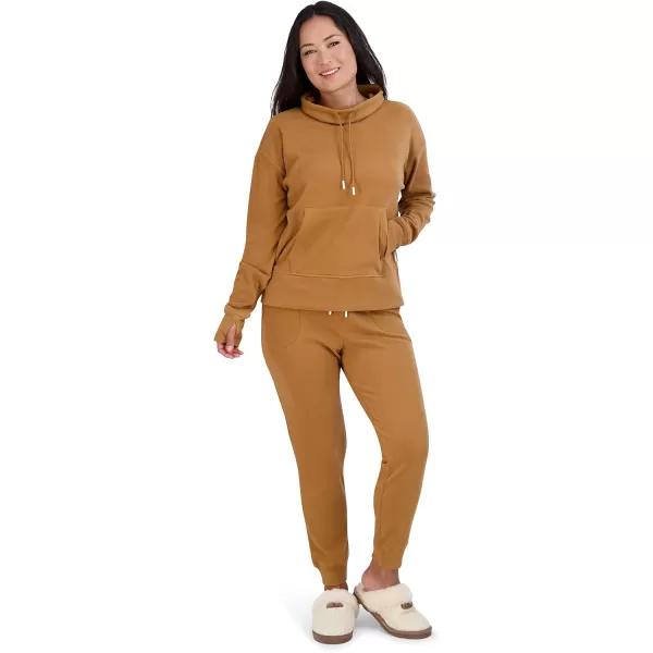 imageBEARPAW Womens Micro Fleece Drawstring Athletic Jogger Sweatpants with PocketsTobacco Brown