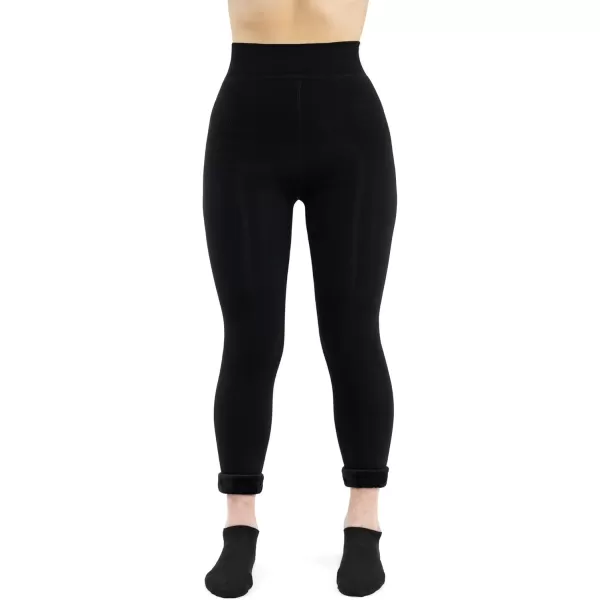 imageBEARPAW Womens Soft Faux Fur Lined Form Fitting Comfortable Warm Legging Smoothing High Waistband Ideal for Cold WeatherBlack